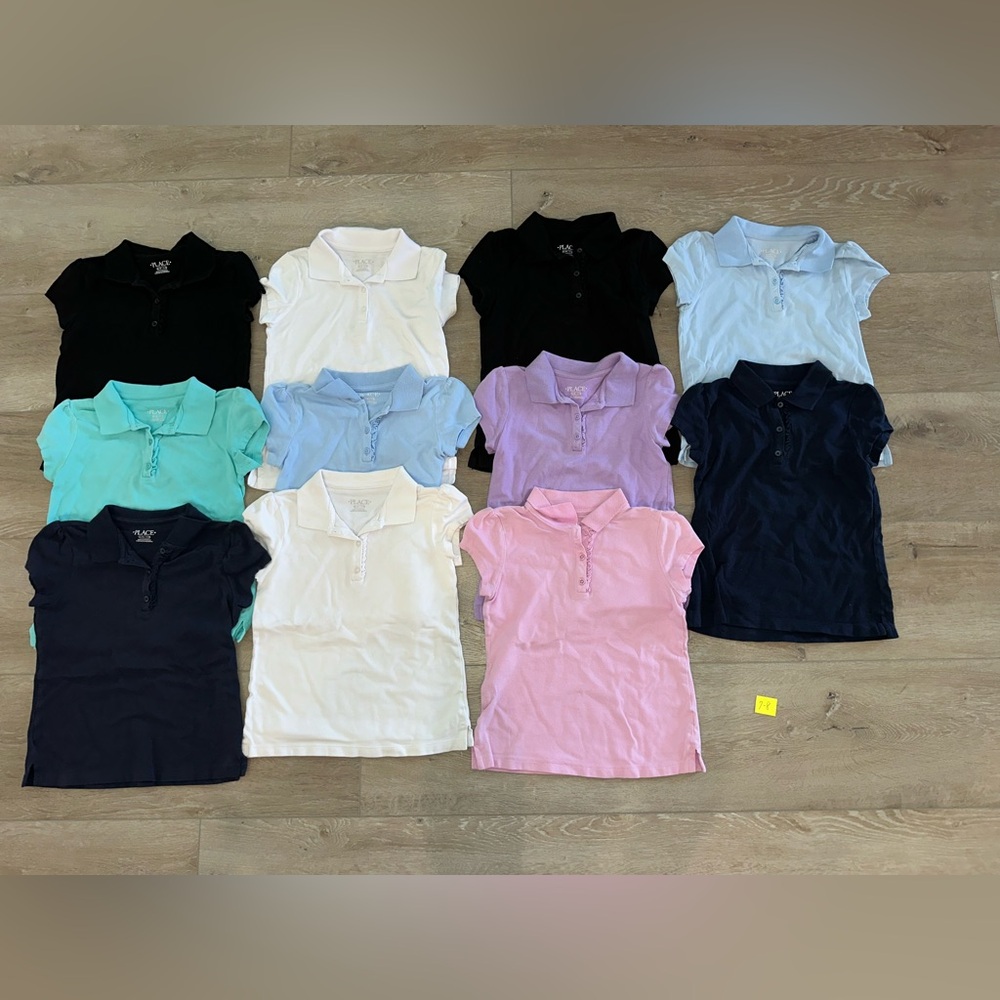 Lot of 11 girls polo shirts size medium 7/8